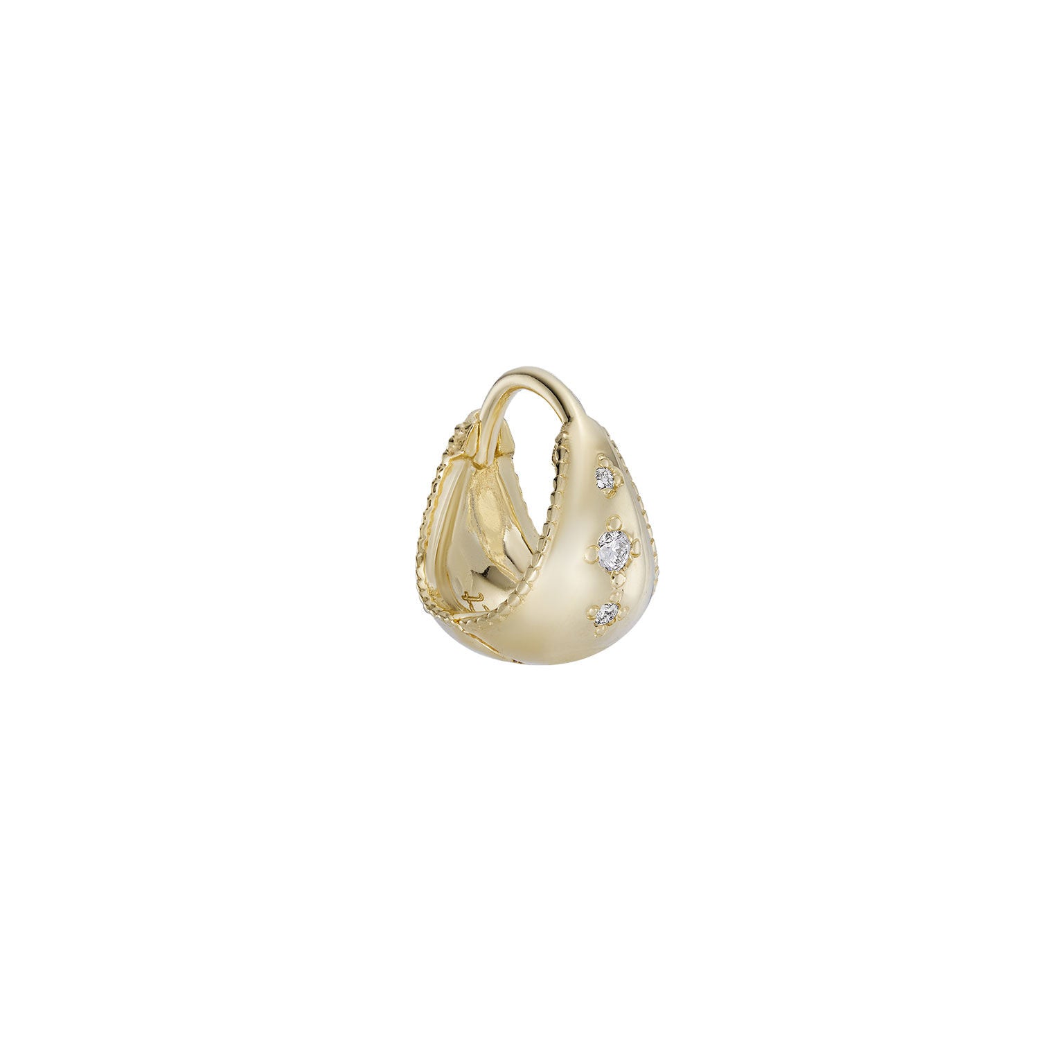 Mini Dôme Diamond Scatter 9K Gold Hoop w. Diamonds