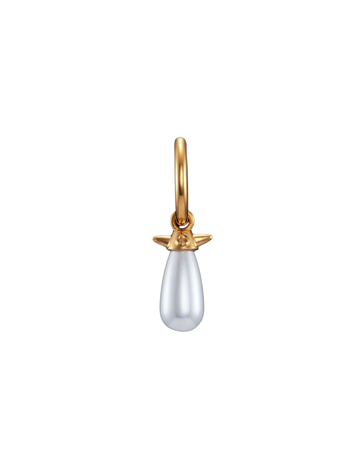Pearl Tear Gold Plated Earring w. Glass Pearl