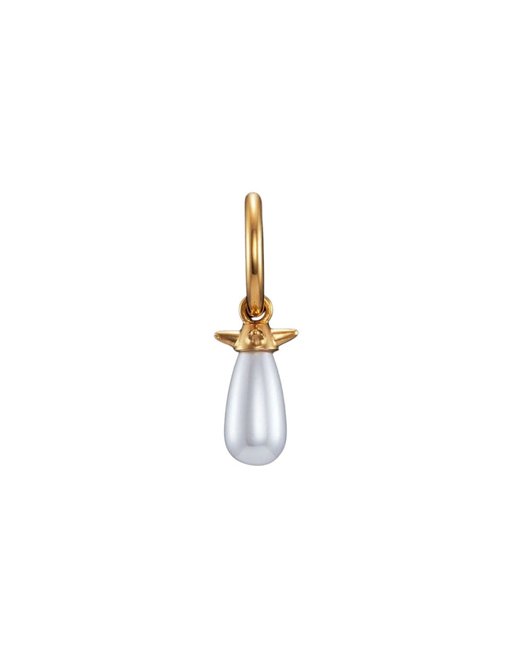 Pearl Tear Gold Plated Earring w Glass Pearl