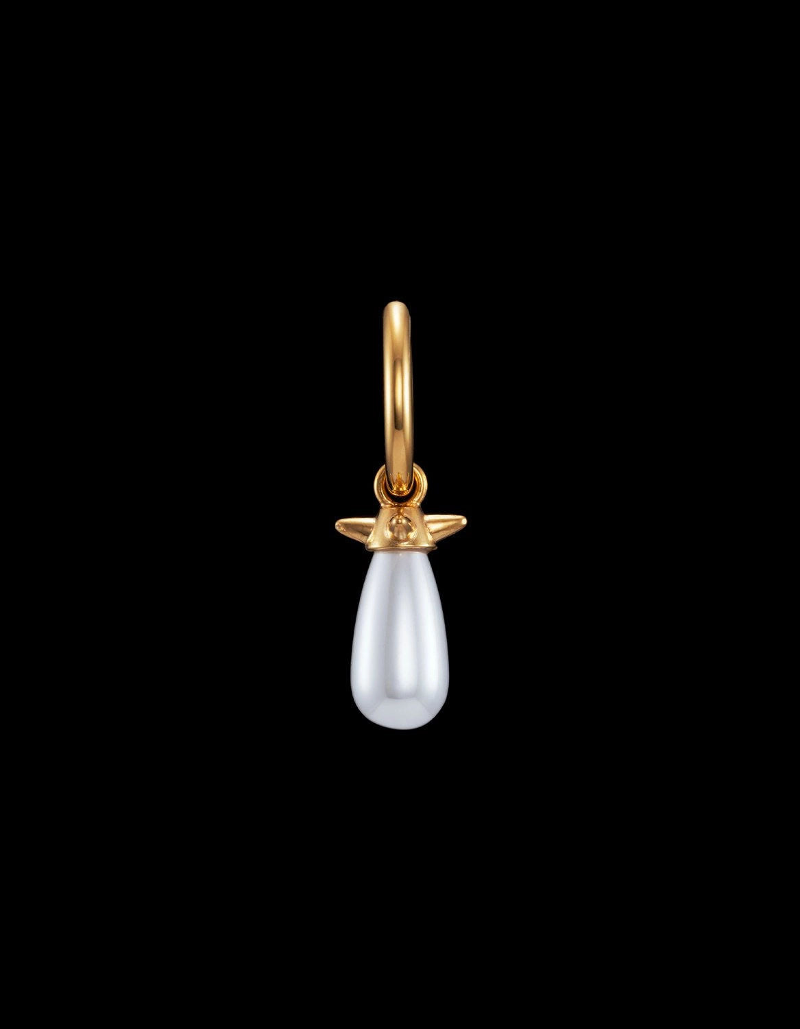 Pearl Tear Gold Plated Earring w. Glass Pearl