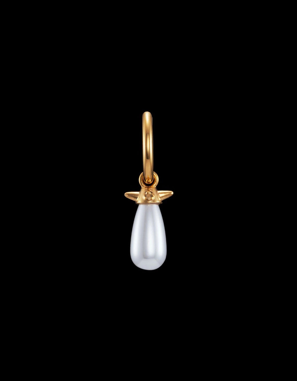Pearl Tear Gold Plated Earring w Glass Pearl