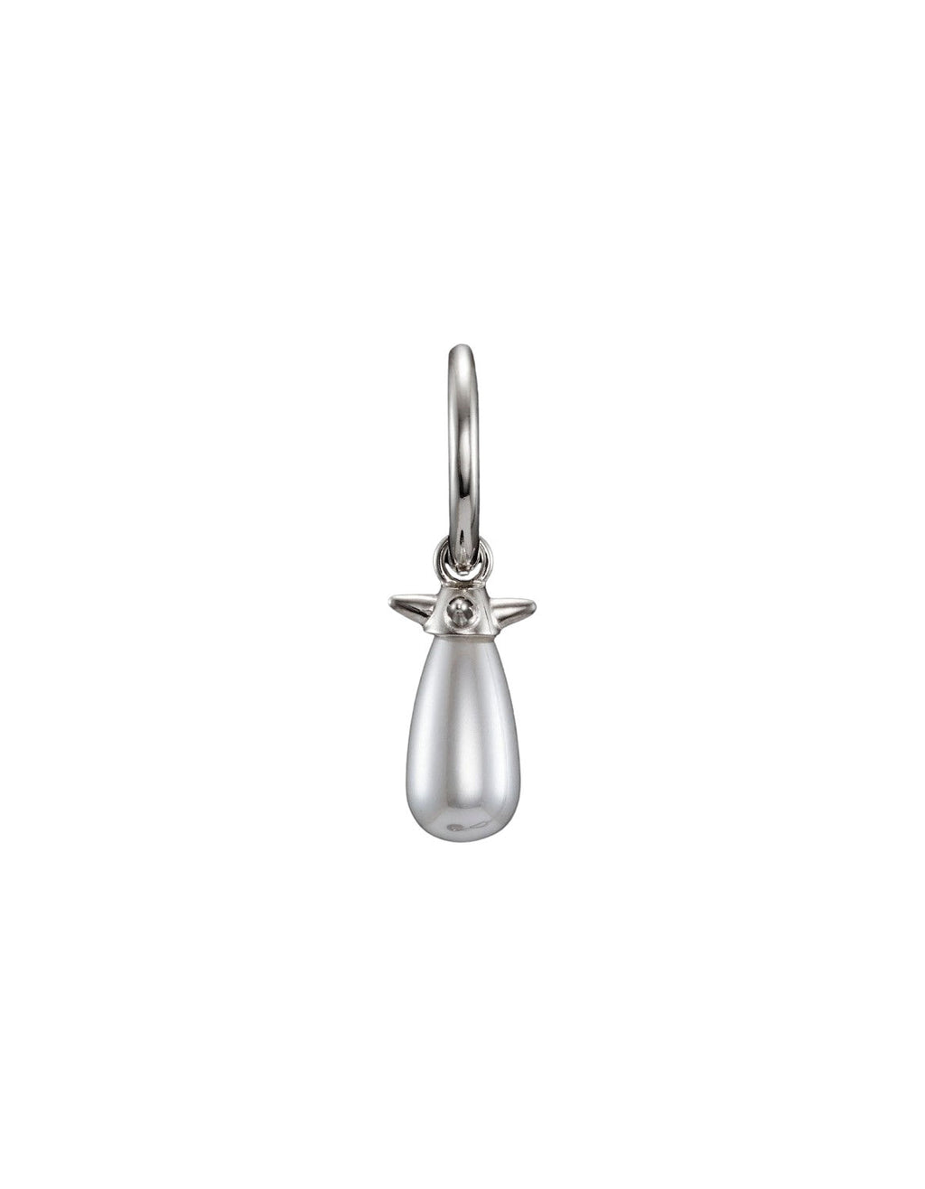 Pearl Tear Silver Earring w Glass Pearl