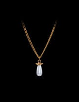 Pearl Tear Gold Plated Necklace w. Glass Pearl