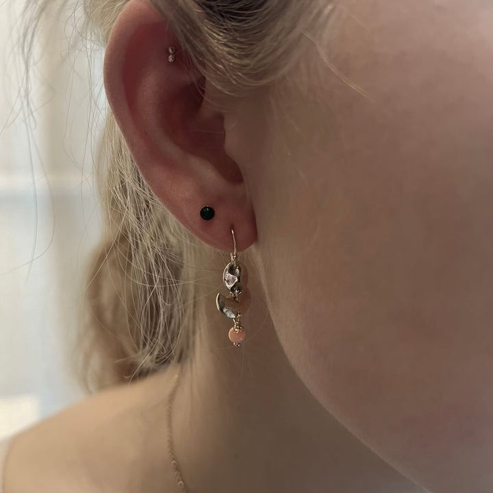 Flavia 14K Gulddoublé Ørering m. Pink Koral