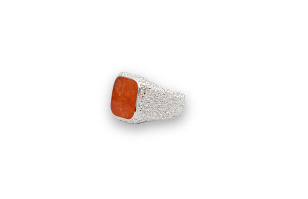 IX Crunchy Cushion Sølv Ring m. Ravfarvet Emalje