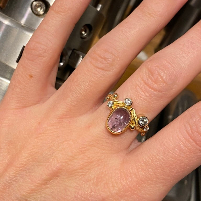 Seafire 18K & 22K Gold Ring w. Spinel & Diamond