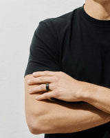 LIL Rhodium Plated Silver Pavé Oura Cover Ring w. Black Diamonds