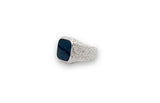 IX Crunchy Cushion Silver Ring w. Blue Enamel