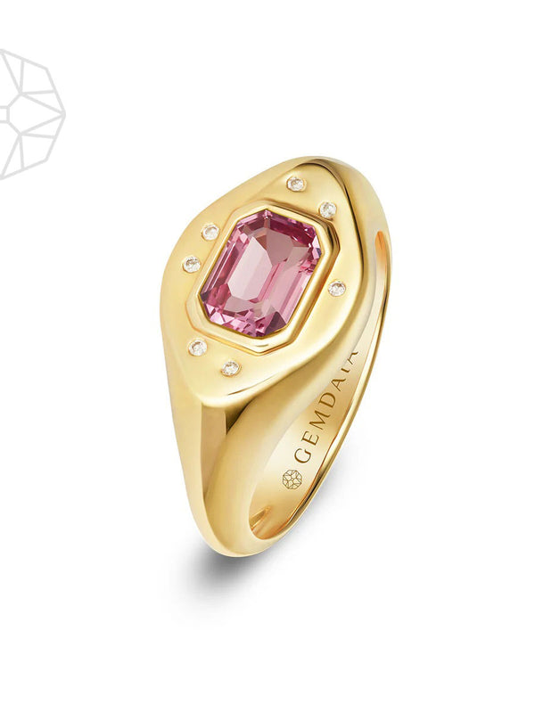 Pink Sapphire 14K Gold Signet Ring