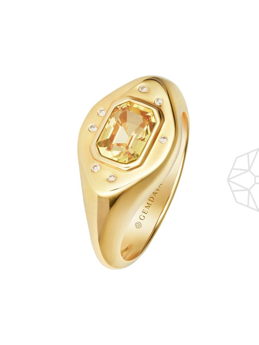 Gelb Saphir 14k Gold Signet Ring