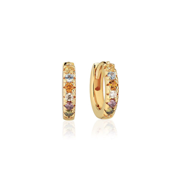 Ellera Piccolo Mixed Colours 18K Gold Plated Hoops w. Zirconia