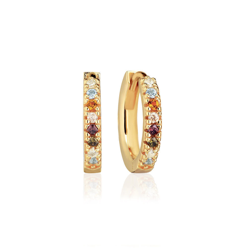 Ellera Medio Mixed Colours 18K Gold Plated Hoops w. Zirconia