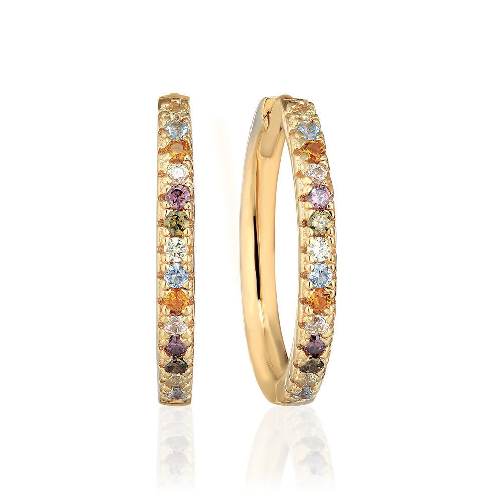 Ellera Grande Blandet farver 18K Forgyldte Hoops m. Zirkoner