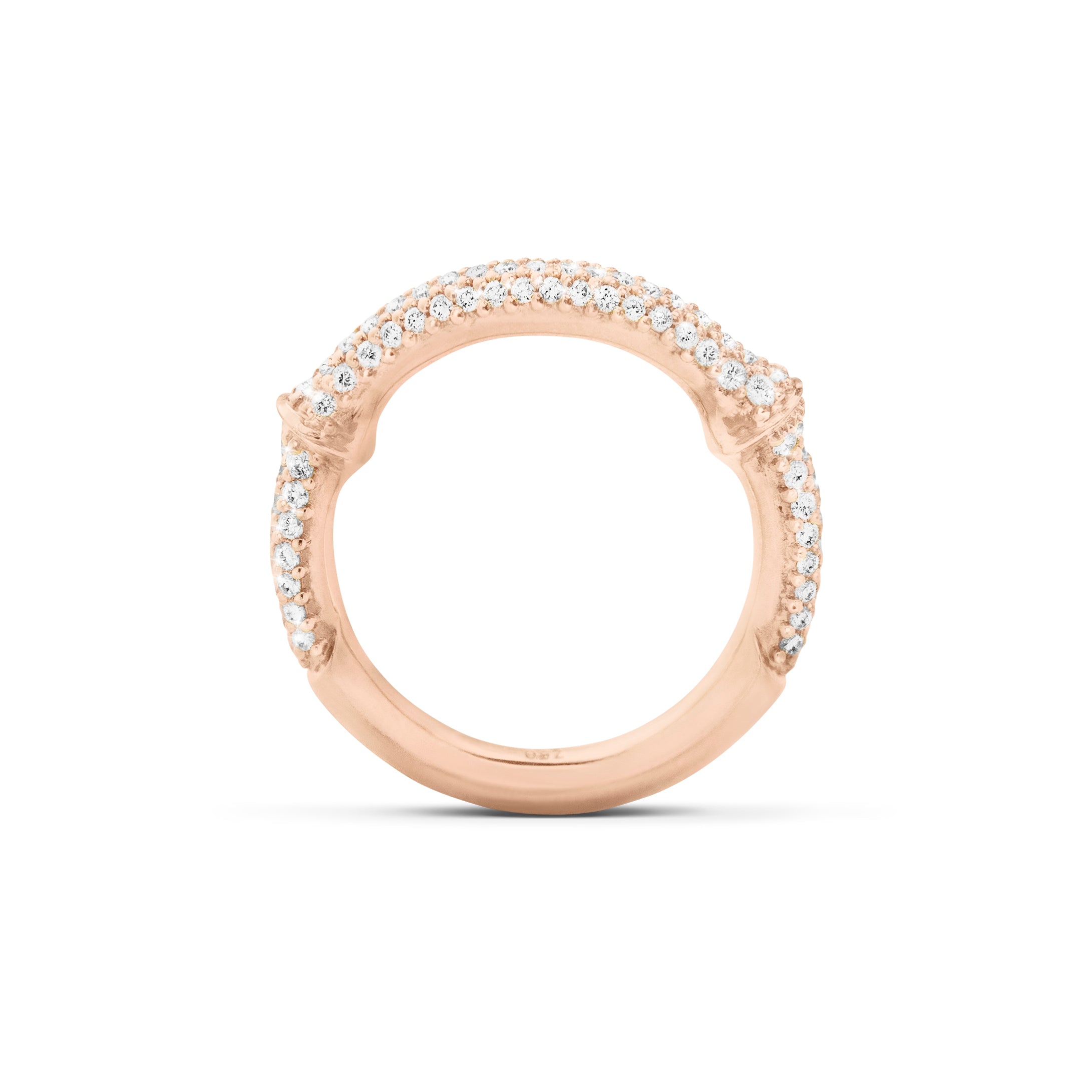 Nature Half Pavé 18K Rosegold Ring w. Diamonds