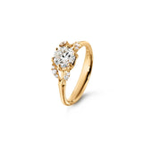 Winter Frost Solitaire 18K Gold Ring w. 11 Diamonds