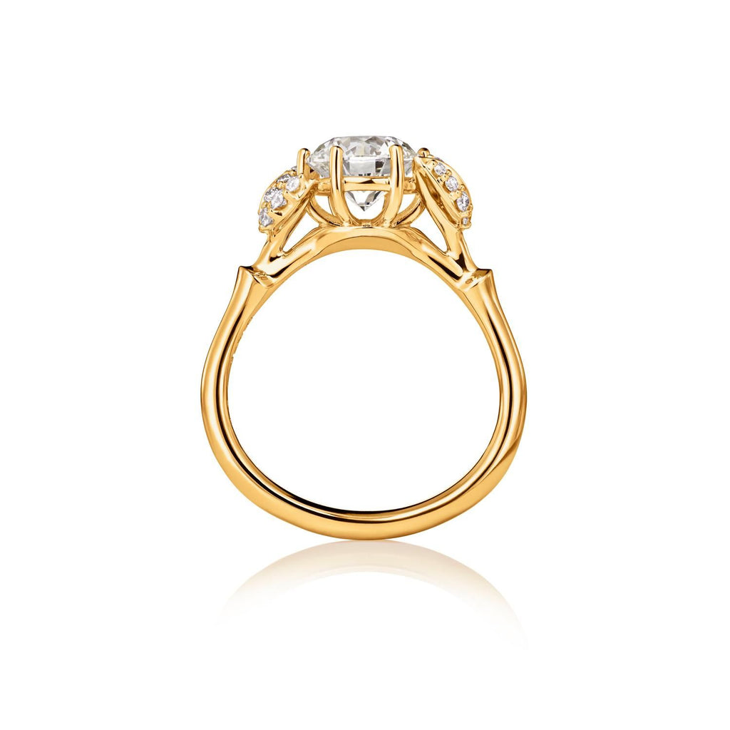 Winter Frost Solitaire 18K Gold Ring w. 23 Diamonds