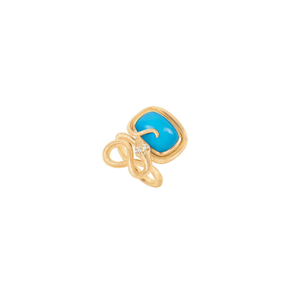 Snakes Petite Goldring aus 18K I Diamanten & Türkis