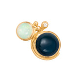 Lotus 18K Gold Studs w. Opal, Topaz & Diamond