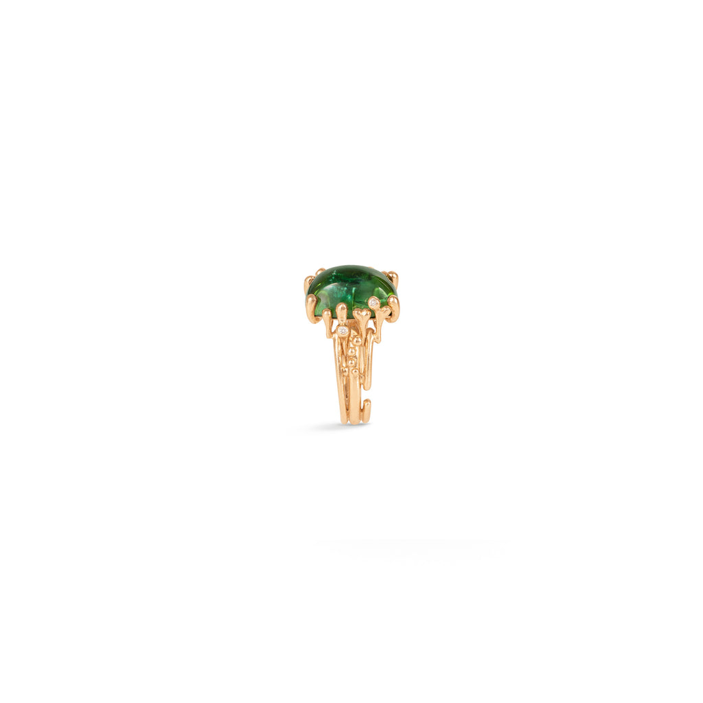 BoHo Medium 18K Gold Ring w. Diamonds & Tourmaline