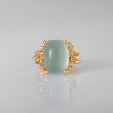 BoHo Medium 18K Gold Ring w. Diamonds & Aquamarine