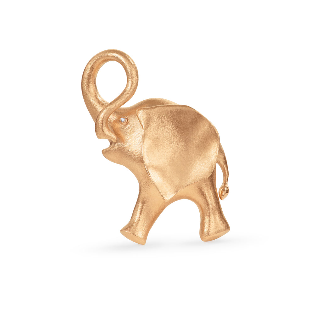 Elephant 18K Guld Broche m. Diamant