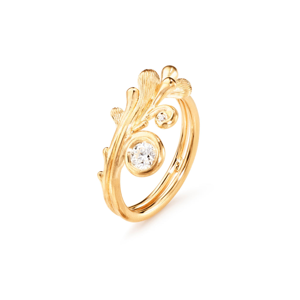 BoHo 18K Gold Ring w. Diamonds