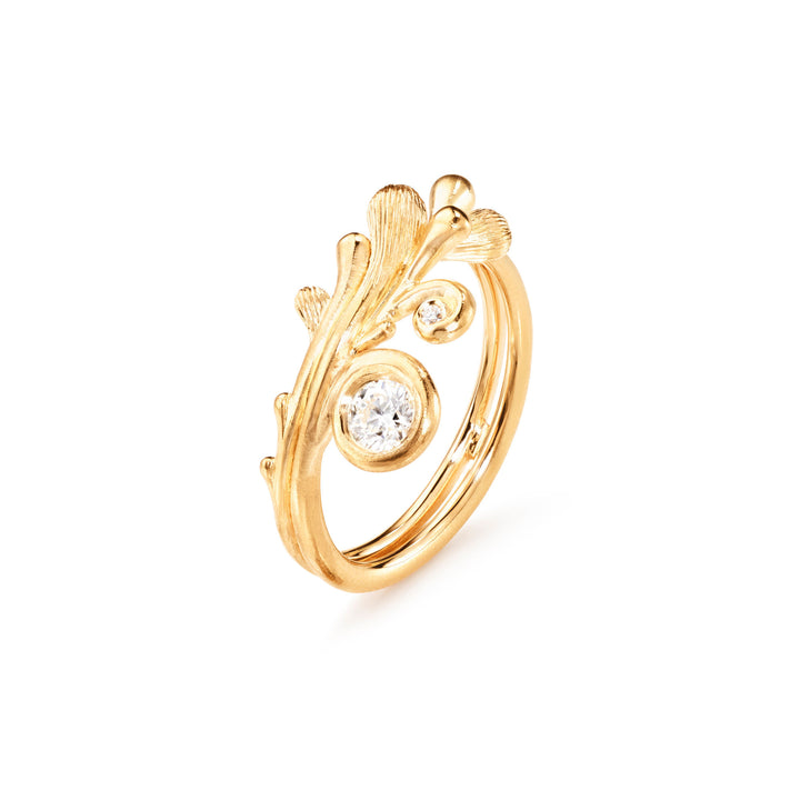 BoHo 18K Gold Ring w. Diamonds