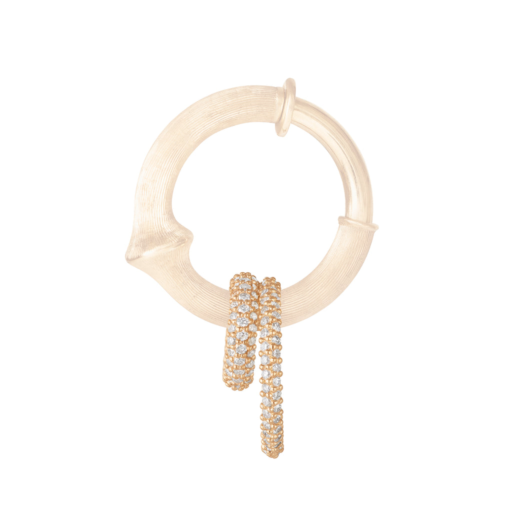 Small Nature 18K Gold Earring-pendant w. Diamonds