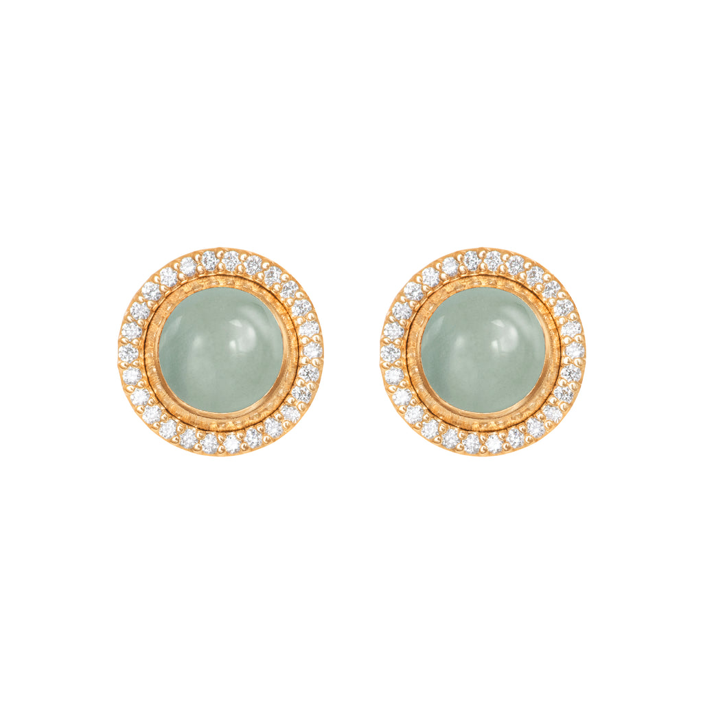 Lotus 18K Gold Stud-pendants w. Diamonds