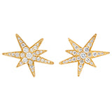 Small Funky Shooting Stars 18K Gold Stud w. Diamonds