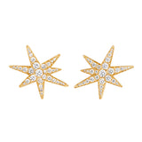 Medium Funky Shooting Stars 18K Gold Stud w. Diamonds