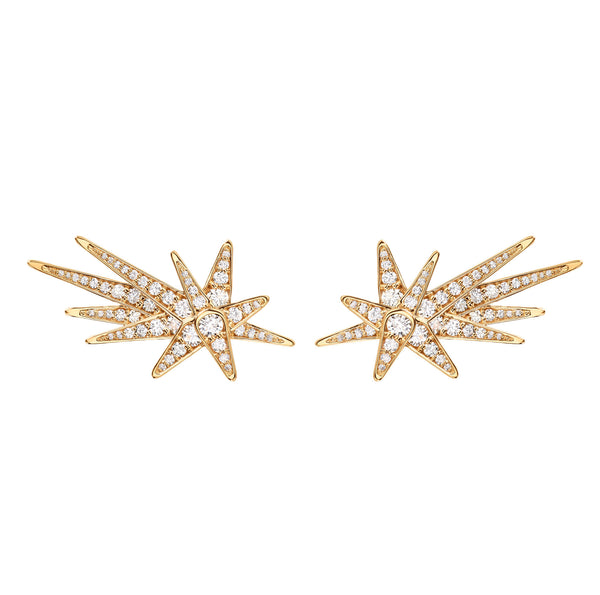 Funky Shooting Stars 18K Gold Stud w. Diamonds