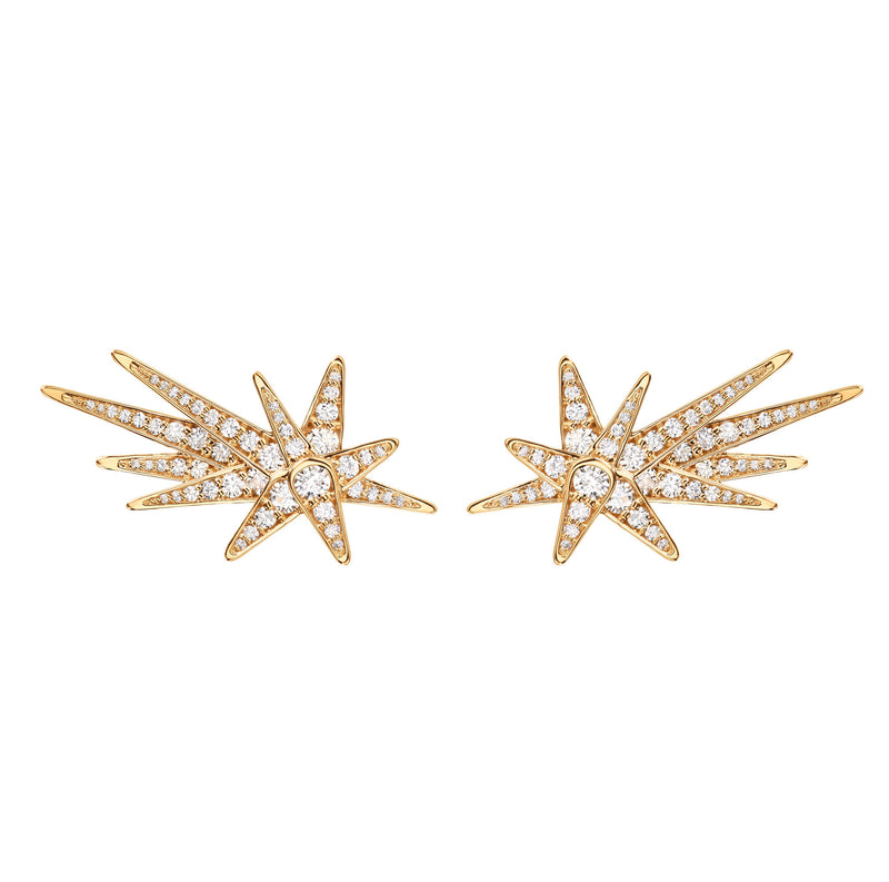 Funky Shooting Stars 18K Gold Stud w. Diamonds