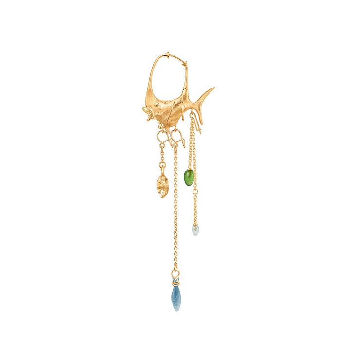 Young Fish Claw 18K Gold Earring-Pendant