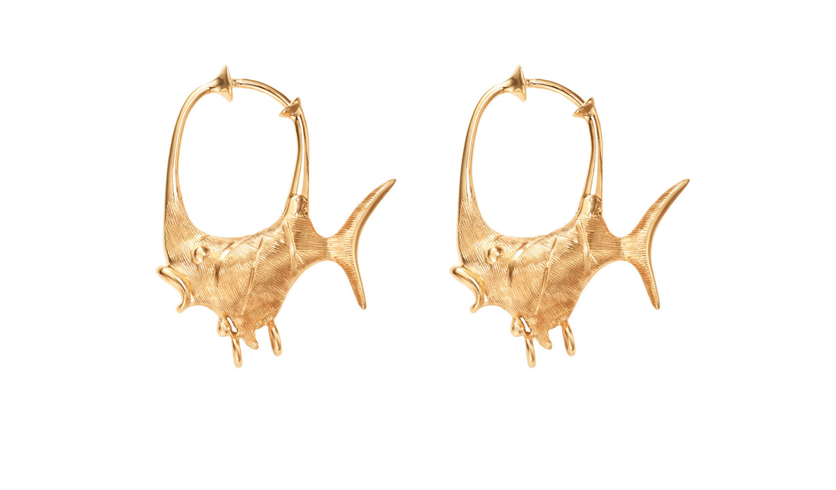 Junge Fische kleine 18k goldene Ohrringe