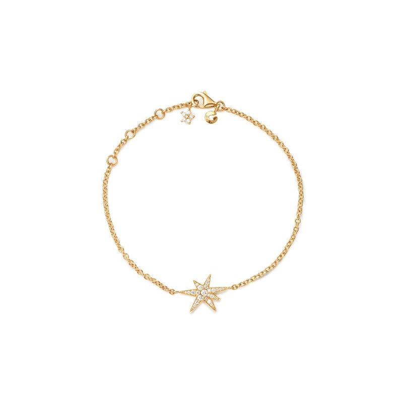 Funky Stars 18K Gold Bracelet w. 0.15ct Diamonds