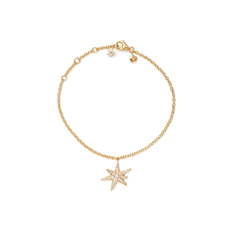 Funky Stars 18K Gold Bracelet w. 0.21ct Diamonds