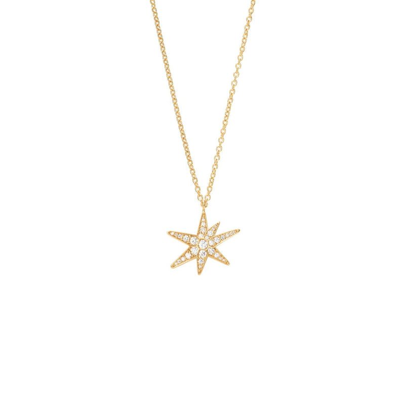 Funky Stars 18K Gold Necklace w. Diamonds