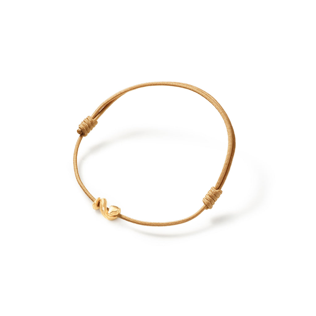 Snakes Mini 18K Gold Pendant w. Beige String