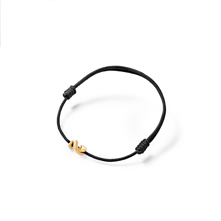 Snakes Mini 18K Gold Pendant w. Black String