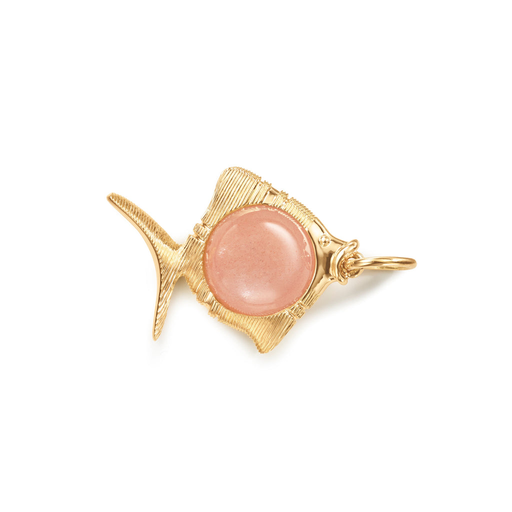 Young Fish 18K Gold Pendant w. Moonstone