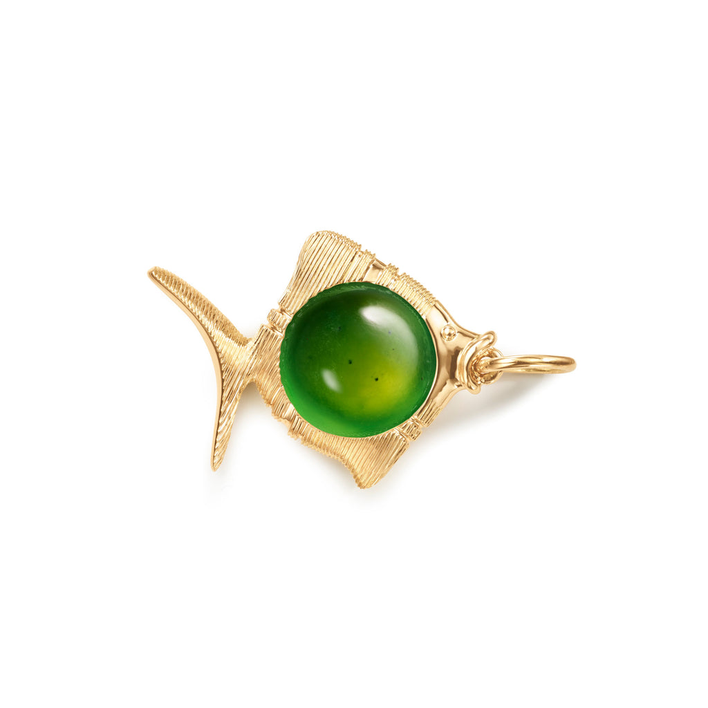 Young Fish 18K Gold Pendant w. Serpentine