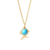 Young Fish 18K Gold Pendant w. Turquoise