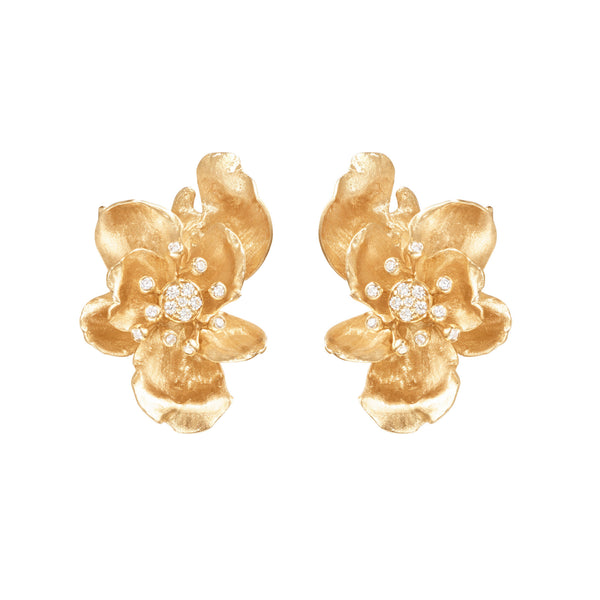 Wild Rose 18k Guld Øreringe m. 0,014ct Diamanter