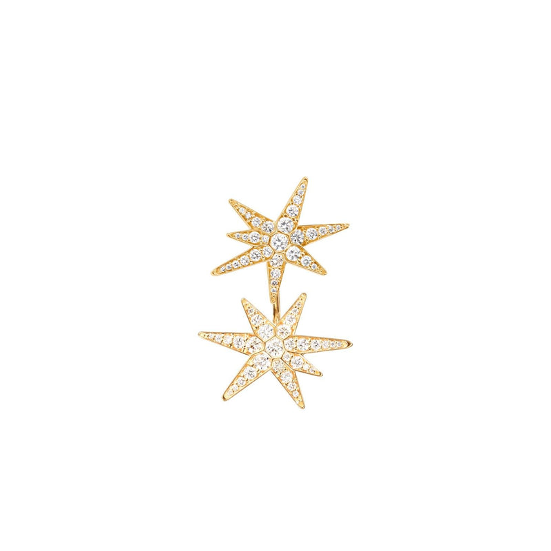 Funky Stars 18K Gold Pendant w. Diamond