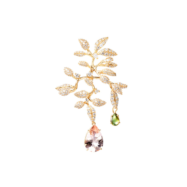 Gipsy 18K Gold Earring w. Diamond & Morganite