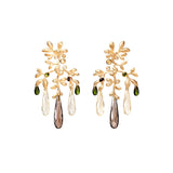Gipsy Small 18K Gold Earrings w. Quartz, Tourmaline & Diamond