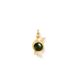 Bird Family  18K Gold Charm w. Lock & Green Tourmaline