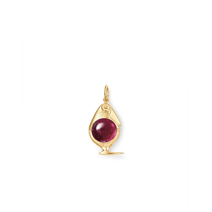 Bird Family 18K Gold Pendant w. Tourmaline