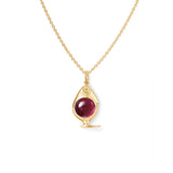 Bird Family 18K Gold Pendant w. Tourmaline